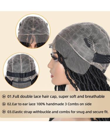 RunM 40Inch Faux Locs Braided Wig for Black Women - Soft Knotless Synthetic Lace Frontal Twist Wig (1B) - Buy Online on GoSupps.com