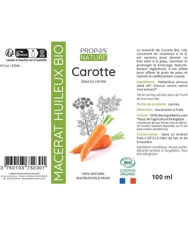 PROPOS'NATURE Macerat Oily Carrot Organic 100 ml Lotion - Buy Online on GoSupps.com