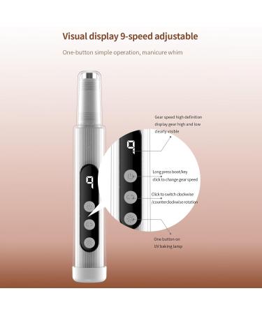 Multi-Functional Grill Lamp Nail Polisher - 9 Speeds USB Charging On-Screen Display 18000RPM - Buy Online on GoSupps.com