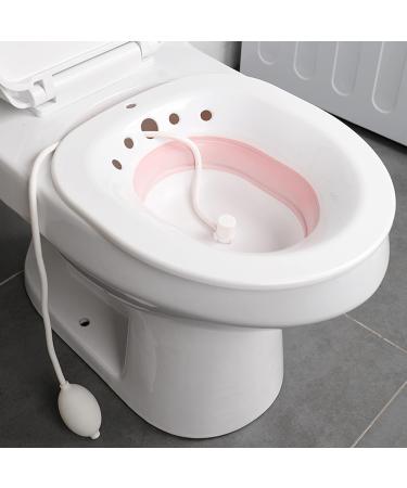 Sitz Bath for Over The Toilet Postpartum Care, Anal Postoperative Care Basin, for Hemorrhoids and Perineum Treatment, Alleviate Vaginal or Anal Inflammation, Foldable Easy to Store (Pink)