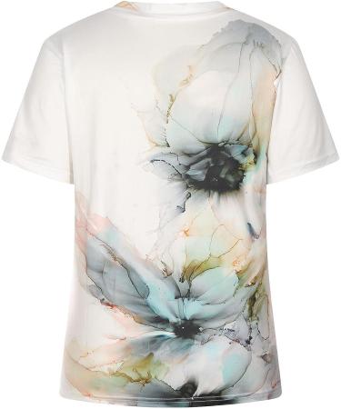 Ganfancp Women's Vintage Ethnic Print V-Neck Tee White-26 Medium - Buy Online on GoSupps.com