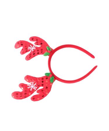 Beatifufu 1pc Hairband for Christmas Deer Ears Headband Deer Antler Head Band Reindeer Antler Hair Hoop Christmas Party Reindeer Headdress Christmas Costume Hairband Elk Miss Head Button Red 26X18CM Red