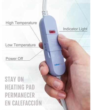 Boncare Stay On NO Auto-Off Hot Heating Pad for Cramps and Back Pain Relief - Small 12x15 Electric Lumbar Fomentation - Moist & Dry Heat - Washable Cover - Sky Blue - Buy Online on GoSupps.com
