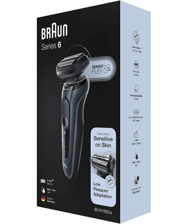 Braun Series 6 60-N1000S Shaver - Premium Grey Electric Razor for Smooth Shaving | International Shipping Available - Buy Online on GoSupps.com