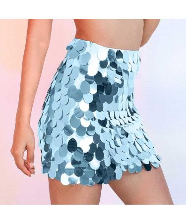Zoestar Sequin Wrap Skirt - Sparkly Dance Hip Scarf for Women and Girls - Shiny Party Skirt in Large Light Blue - Buy Online on GoSupps.com