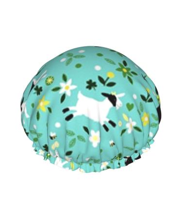 Goat Frolic Printed Shower Cap Bath Cap Waterproof Shower Caps Fits All Head Sizes All Hair Textures for Women Hair Bath Caps