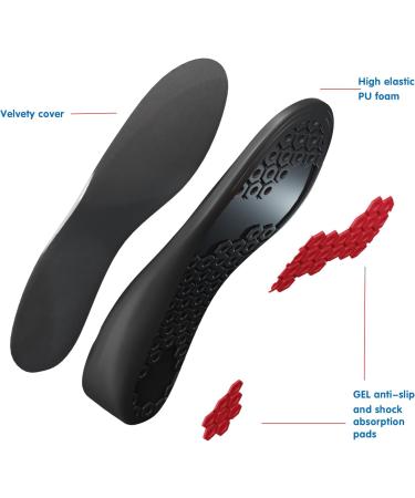 Sushn3D Plantar Fasciitis Insoles 35mm Height Increase | Memory Foam Arch Support | Shock Absorption Gel Inserts | Men 8 1/2-9 | Women 10 1/2-11 Deep Black L - Buy Online on GoSupps.com