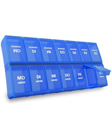 Annwer Tablet Box 7 days in the evening pill box 7 days 2 compartments moisture -resistant medication box week medication doser 14 subjects pills box (royal blue)