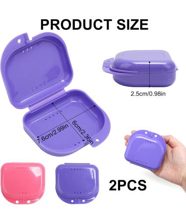 2 Pieces Braces Bite Can - Prosthetic Box for Dinner & Sports Devices | Purple & Pink Tooth Rail Box - Buy Online on GoSupps.com