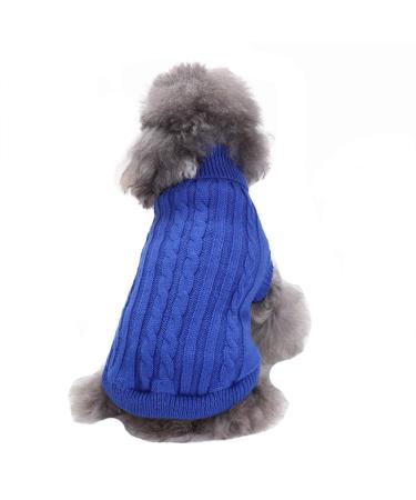 CHBORCHICEN Small Dog Sweaters Knitted Pet Cat Sweater Warm Dog Sweatshirt Dog Winter Clothes Kitten Puppy Sweater Medium Dark blue