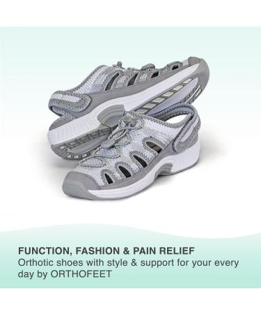 Orthofeet Women's Arch Support Sandals for Heel & Foot Pain Relief - Laguna 8 Wide Grey - Buy Online on GoSupps.com