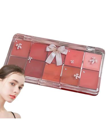 Lip Palette Set - 10 Glossy Lip Colors - Waterproof Lip Makeup Palette Moisturizing Jelly Tinted Lip Glosses for Women