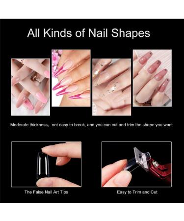 500PCS Clear Acrylic Coffin Nail Tips with Sturdy Case - Professional French Style False Nail Art Tips for Salon and DIY Manicure - Buy Online on GoSupps.com