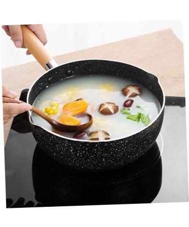 ABOOFAN 2pcs Maifan Stone Noodles Pan Iron Frying Pan Small Soup Pot Wok for Induction Cooktop Non Stick Frying Pan Cooking Pan with Lid Cooker Pan Wood Noodle Pot Wooden Handle - Buy Online on GoSupps.com