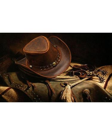HADZAM Outback Leather Cowboy Hat - Durable Men's Western Hat (X-Large, Red) - Buy Online on GoSupps.com