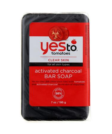 Yes To Tomatoes Clear Skin Activated Charcoal Bar Soap 7 Ounce (Pack of 3)