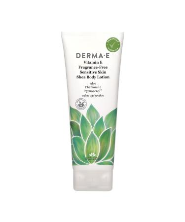 DERMA E Vitamin E Fragrance Free Therapeutic Shea Body Lotion – Natural Moisturizer for Sensitive Skin – Unscented Soothing Moisturizing Cream, 8 oz Frag Free, Aqua