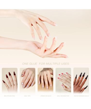 Morovan Nail Glue for Press Ons - 10ML Super Strong Brush-On Adhesive for Acrylic & Broken Nails | Long Lasting Professional Nail Bond - Buy Online on GoSupps.com