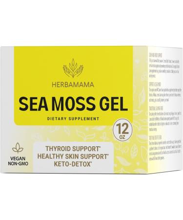 HERBAMAMA Sea Moss Gel 12 oz - Organic Wildcrafted Irish Sea Moss Supplement for Thyroid, Skin, Hair Support - Vegan Dr Sebi Approved - 12 Ounce Organic Raw Gel - Buy Online on GoSupps.com