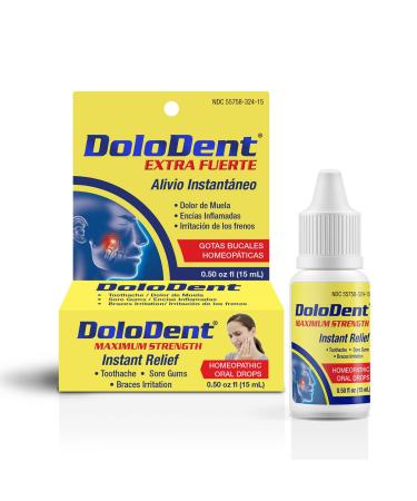 DOLODENT Tooth Pain Relief for Adults  15 ml Tooth Ache Drops  Natural Oral Pain Relief for Toothaches, Sore Gums and Braces Irritation  Easy to Apply - Anti-Inflammatory Dental Drops