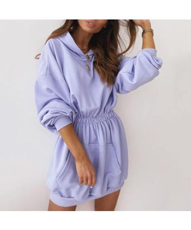 Ladies Blue Cat Print Long Sleeve Sweatshirt Dress - Summer Day Dress (Blue-C, S) - Buy Online on GoSupps.com