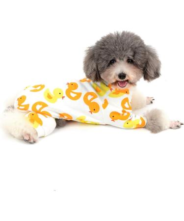 Shop Zunea Enchanting Yellow Duck Overall for Small Dogs | Soft Cotton Romper Pajama Clothing for Pets (XXL) - Perfect for Puppies & Cats - Buy Online on GoSupps.com