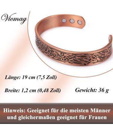 VicMAG Pure Copper Magnet Cuff Bracelet for Men | Arthritis Pain Relief Therapy | Adjustable Size | Gift Box Included - Buy Online on GoSupps.com