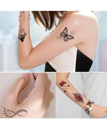 Flower and Butterfly Temporary Tattoos - 64 Sheets for Women and Girls | Arm, Hand, Face, Finger Adhesive Stickers - Buy Online on GoSupps.com