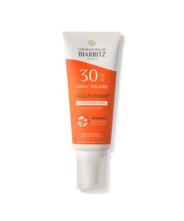 Laboratoires de Biarritz - Cr me Solaire en Spray - SPF30 - ALGA MARIS Certifi e Bio - Visage et Corps - Pour Adulte - Texture Fluide et L g re Sans Traces Blanches - 100 ml - Fabriqu en France SPF30 (ancienne version)