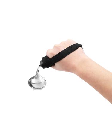 KMINA - Bendable Spoon for Elderly with Velcro Curved Spoon with Grip Handle Adaptive Eating Utensils Padded Cutlery for Disabled Ergonomic Cutlery for Adults Easy Grip Spoon for Disabled Spoon with velcro