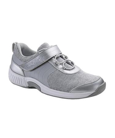 Orthofeet Innovative Plantar Fasciitis Shoes for Women - Ideal for Heel Pain Relief. Therapeutic Walking Shoes with Arch Support Arch Booster Cushioning Ergonomic Sole & Extended Widths - Joelle 8.5 Grey