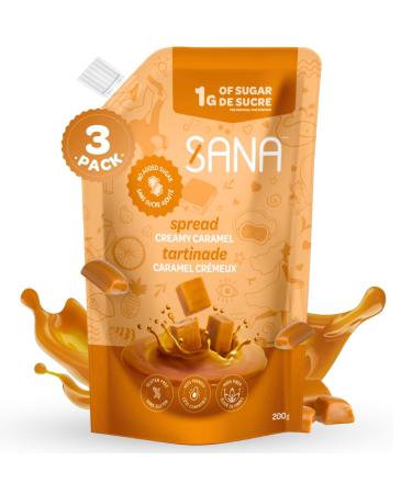 Sana Creamy Caramel Spread Low Sugar (1gr) No added Sugar | 3 Pack x 200g | Keto-Friendly Gluten-Free High-Fiber Sweet Treat No Palm Oil Creamy Caramel 3x200g