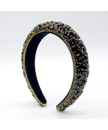 Leemasing rhinestone stand padded baroque crystals fashionable party hair band for bride wedding anniversary vacation gifts (black) - Buy Online on GoSupps.com
