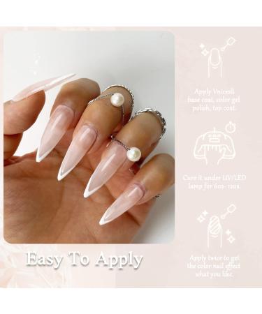 VNICESLI UV Nail Polish 4 Pack - Translucent Jelly Semi-Permanent Gel Lacquer in Milky Pink & Natural Nude | DIY Manicure Kit - Buy Online on GoSupps.com