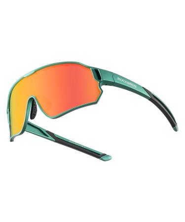 Rockbros children bike glasses sports glasses UV400 protection polarized sunglasses tr90 flexible frame for young girls protective glasses outdoor sport olive green