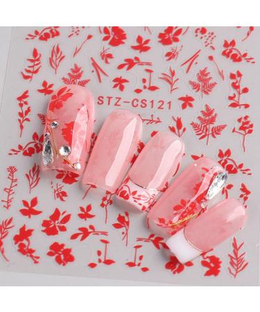 Decor Botanical Adhesive Decal Simple Plant 3D Flowers Leaf Black White Nail Stickers(black) - Buy Online on GoSupps.com