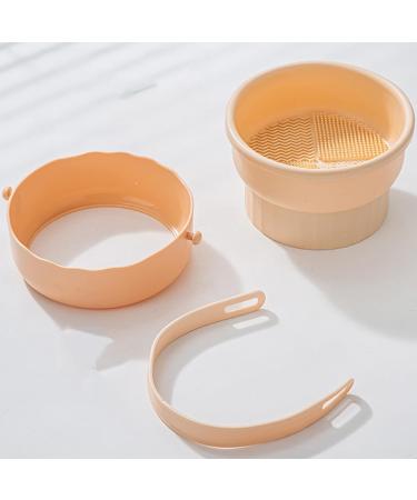 AWOCAN 3-in-1 Makeup Brush Cleaner Bowl Foldable Portable Cleaning Tool for Brushes Powder Puffs Sponges (beige) - Buy Online on GoSupps.com