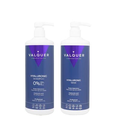 Hyaluronic Acid Pack 1L - Shampoo 1l and Hair Mask 1l with Hyaluronic Acid from Valquer Laboratories.