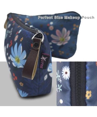 UYRIE Waterproof Cosmetic Bag - Travel Makeup Bags for Toiletries | Blue & Pink Flower Designs - Buy Online on GoSupps.com