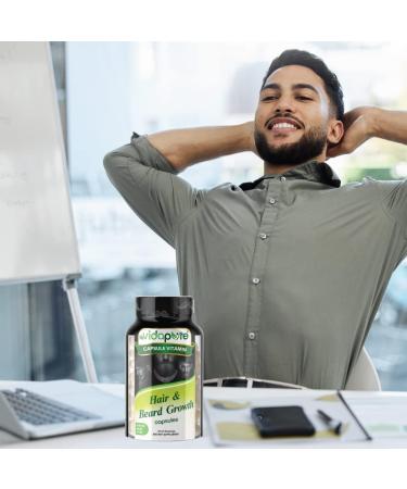MYVIDAPURE Beard Growth + Men's Skin & Nails 5000mcg Biotin Capsules - Vitamin C, D & B-Complex, Hydrolyzed Collagen | Non-GMO, Gluten-Free - Buy Online on GoSupps.com