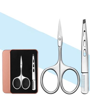 Manual Eyebrow Cutter & Tweezers | Eyebrow Care Scissors for Beard Eyelashes Nose Hair - Silver - Buy Online on GoSupps.com