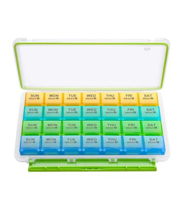 BUG HULL Pill Organizer Monthly, Moisture-Proof 4 Weeks Pill Box, Large Pill Case 28 Day, Medicine Organizer One Month, 30 Day Pill Container for Vitamin, Supplements - Buy Online on GoSupps.com