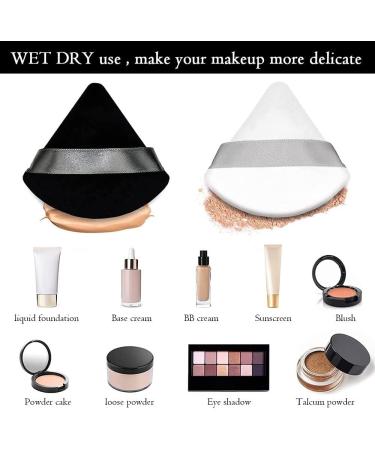 WROLY 2 Pcs Triangle Powder Puff Set - Soft & Reusable Makeup Sponges for Pressed Powder and Wet Makeup - Black + White - Buy Online on GoSupps.com