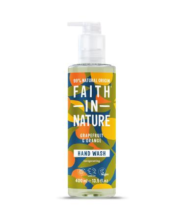Faith In Nature Natural Grapefruit and Orange Hand Wash Invigorating Vegan and Cruelty Free No SLS or Parabens 400 ml Grapefruit & Orange 400 ml (Pack of 1) - Buy Online on GoSupps.com