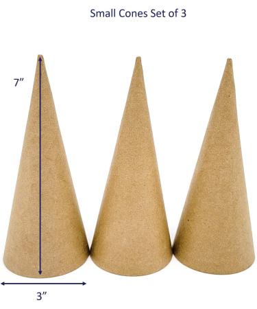 Set of 3 Small Paper Mache Cone Open Bottom 7X3 in. - Craft Supplies - Buy Online on GoSupps.com