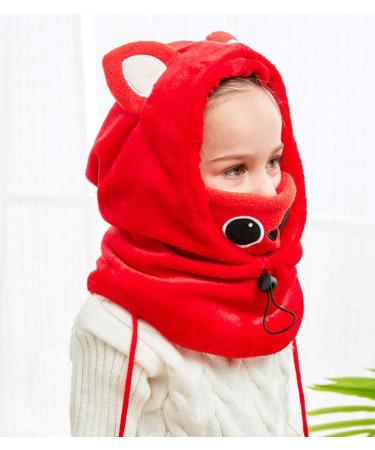 Happy Cherry Kids Ski Balaclava & Scarf - Thermal Winter Hat for Boys & Girls (Ages 2-12) in Red | Neck Protection Cartoon Hood for Outdoor Cycling - Buy Online on GoSupps.com