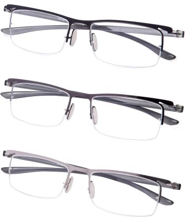 Eyekepper Lightweight Half Rim Reading Glasses - 3 Pieces Mix for Men & Women (+2.75 Strength) - International Shipping Available - Buy Online on GoSupps.com
