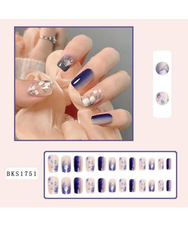 Kochenty Ice Blue Gradient Camellia Wearable Nails For Finished Art Finished Nails Fine Workmanship - Buy Online on GoSupps.com