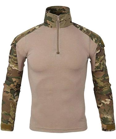 Men's Combat T Shirt and Pant Set - Camo Military Tactical Uniform with Long Sleeve BDU Shirt - Small - Buy Online on GoSupps.com