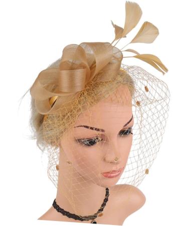 TOVINANNA 1pc Mesh Head Flower Woman Headwear Feather Hair Band Hair Supply Wedding Headwear Feather Hairpin Hair Accessory Women Headdress Female Party Headdress Bridal Headdress One Size Golden - Buy Online on GoSupps.com